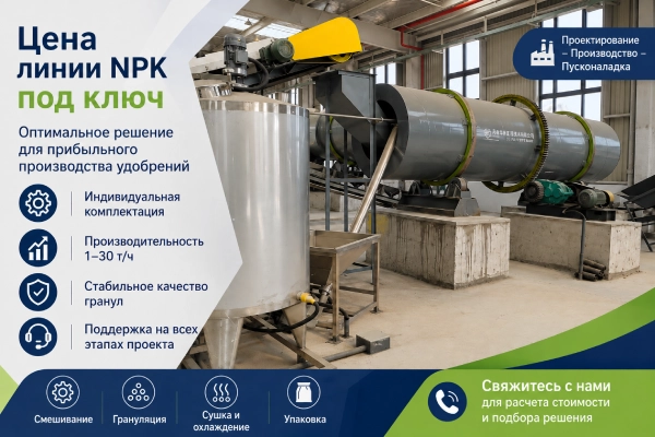 Цена линии NPK под ключ | 1-30t/h Линия по производству NPK-удобрений | Индивидуальные решения | Продажа оборудования